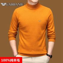 Winter Chiamanya pure cashmere sweater mens half high collar thick warm round neck cardigan neck knitted sweater