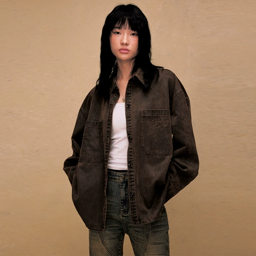 Демисезонная ретро полиуретановая рубашка, лонгслив, этнический стиль