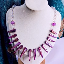 Design service natural blue moonlight purple good material glass necklace custom small number of live room to buy friends