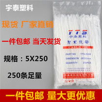 5 * 250mm white plastic self-locking nylon cable tie seal fixing plastic strapping belt direct wire bundle wire