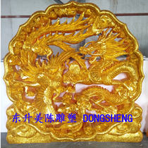 Chinese retro wedding wedding stage background props foam sculpture golden dragon and phoenix carved dragon column eaves hot sale