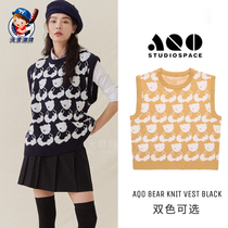 South Korea direct mail AQO autumn new cartoon sleeveless vest age cute versatile men and women knitted vest