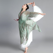 Classical dance performance Womens elegant chiffon body rhyme long dress Chinese style folk dance practice clothes
