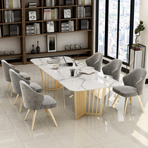 Light luxury marble office desk and chair combination Modern minimalist conference table Reception negotiation table Office long table