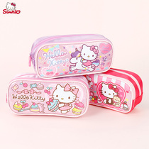 Cute hello hello kitty pen bag Hello Kitty double layer stationery box stationery bag large capacity multi-purpose girl