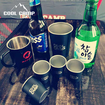 Outdoor camping portable wine cup 304 stainless steel white wine cup foreign wine cup tea cup water cup 4-piece set of Korean soju cup