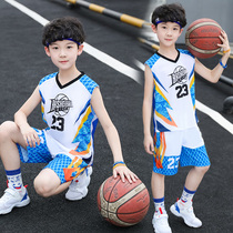 Boys summer basketball suit vest suit 2021 new middle and large children two-piece set of primary school sports set of basketball clothes