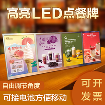 Desktop Billboard Led Light Box Menu Ordering Food Milk Tea Shop With bar Luminous Lamp Card Price Table Display Cards