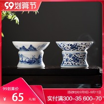 Hand-painted blue and white porcelain tea leak tea filter net Jingdezhen ceramic kung fu tea tea filter tea set filter