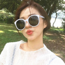 South Korea 2021 new sunglasses womens fashion net red with the same polarized retro round white sunglasses large frame round face