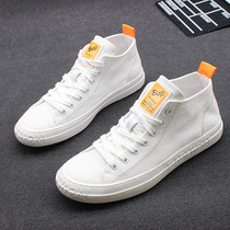 New cloth shoes mens high help white casual board shoes Han version laces breathable mens shoes spring and summer sails shoes son wave shoes