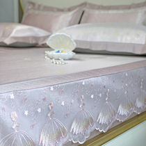  Princess style lace edge ice silk mat Three-piece washable foldable non-slip bed sheet Summer air conditioning soft mat