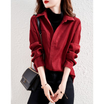 Foreign trade original single Italian first-line big tail single cut womens export semi-high collar shoulder long sleeve loose shirt