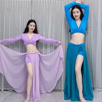 Can short sleeve belly dance Gong suit 2021 summer new suit costume female fairy royal blue Oriental Dance Dance suit