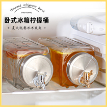 Household glass bubble wine bottle Net red fruit tea jar cold bucket with faucet beer drink cola bucket container