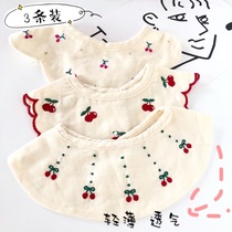  Japanese baby round cotton saliva towel Baby summer thin gauze bib daughter and child 360-degree rotating bib