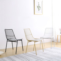 Nordic metal iron back chair milk tea shop cafe casual backrest dining chair fashion Golden creative Net chair