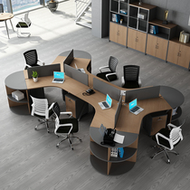 Profiled Staff Table And Chairs Combination Brief Modern 3 6 People Position Screen Semicircle Bench Arc Employee Desk