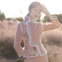 Improved cheongsam autumn and winter padded winter clothes 2021 new dress new year winter suit Chinese style women's clothing