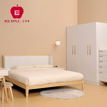 Chengde Red Apple furniture simple modern wood color soft bed solid wood bed fabric bedside A831-1 8