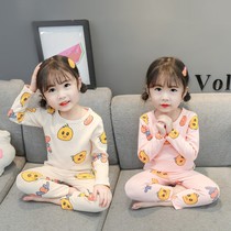 3 Girls pajamas childrens thermal underwear belly spring and autumn childrens baby Autumn suit 2-year-old autumn clothes and trousers split