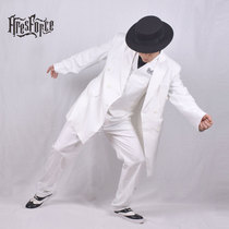 Adult White pants Vest Suit Suit Popping Mechanical Dance Locking Hip-hop performance suit