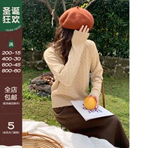 South France town ancient twisted sweater women Autumn Winter lazy wind retro Japanese knitted shirt pullover top 2021
