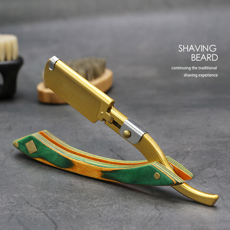 Mens shaver Zinc alloy color wood vintage scraper face shaving knife Barber shop oil head gradient hair knife holder