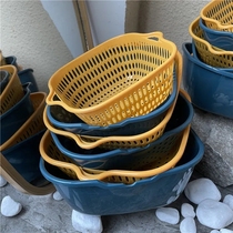 Foreign trade export goods edible grade PP material washing basin drain basket plastic washing fruit plate household six sets