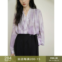 Eurocan Reuven Provence style Dont cause fainting V collar snow-spinning shirt with small crowdlined blouses for womens early spring