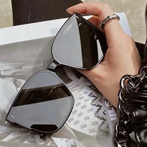 Korean version 2021 New Cool Mens square black white glasses Womens Big Frame polarized sunglasses long round face sun glasses tide tide