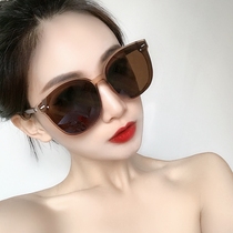 ins Net red sunglasses female Box round face glasses frosted tea retro street shot tide seaside travel polarized sun glasses