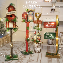 圣诞节装饰品圣诞树木质信箱家用氛围场景布置道具橱窗摆件周边