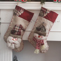 Christmas decorations scene arrangement socks gifts Christmas socks Old Man snowman Christmas Eve festive atmosphere pendant