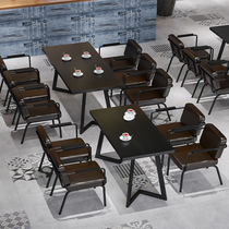 Retro barbecue shop dining table and chair combination industrial wind coffee shop clear bar music bar iron chair commercial