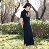Cheongsam 2021 new black young girl French fashion modified version of the dress summer everyday can be worn
