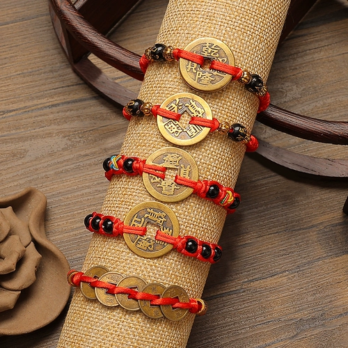 Плетеный медный браслет из красной нити ручной работы, оберег на день рождения, браслет на ногу, на удачу