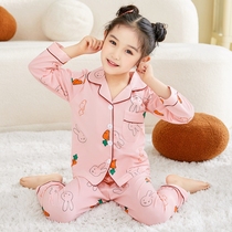 Childrens pajamas girls spring and autumn cotton thin set princess little girl autumn home wear BLS long sleeve cardigan