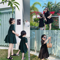 2022 Summer pro-Child Fastresses Dress Mother Girl Retro Little Crowd Temperament Wind Skirts slim loose A-character dress