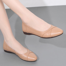 Mother shoes soft sole comfortable single shoes womens spring and summer new shallow soft leather womens shoes versatile non-slip leather flats