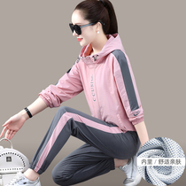 Woven sports suit women spring and autumn 2021 New Fashion loose quick dry running clothes sweater casual two-piece tide
