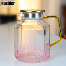 High temperature resistant glass cold water jug glass cup home large capacity cool white open kettle drinking water cup ice water teapot suit