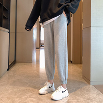 Spring Autumn Sports Pants Girl Pants Buns Feet 2022 Small Subsummer Thin style Thin Running Casual Grey Sweatpants