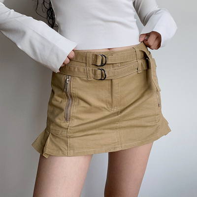 taobao agent Sexy retro belt with zipper, small mini-skirt, pleated skirt, 2 carat