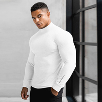 New muscle Captain sports long sleeve mens loose T-shirt training elastic middle collar tight autumn winter comfortable fitness top