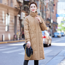 2021 Winter new casual sheep leather down jacket womens long thick coat large size Haining leather leather clothing slim
