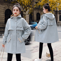 Maternity coat 2023 spring new long-sleeved hooded top fashion loose belly cover spring and autumn large size cardigan windbreaker