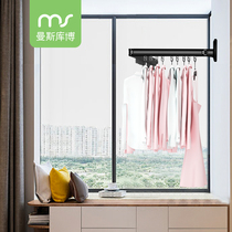 Folding invisible wall-mounted household balcony drying rack retractable clothes bar indoor cool hanger artifact