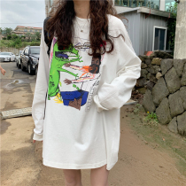 Net red maternity dress spring and autumn Korean version of loose cartoon print long sleeve T-shirt autumn thin pregnant womens coat