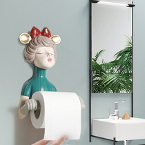  Tissue box toilet creative cute face towel rack Toilet paper box Wall-mounted punch-free roll paper tube